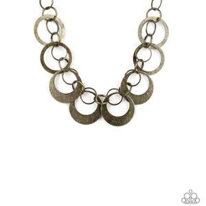 In Full Orbit Brass Necklace